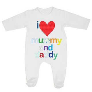 'i love mummy and daddy' babygrow by little baby boutique