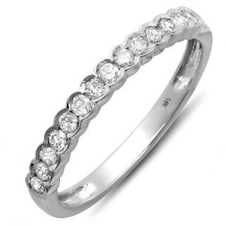 0.33 Carat (ctw) 14K White Gold Round Diamond Anniversary Ring Stackable Wedding Matching Guard Band 1/3 CT: Jewelry