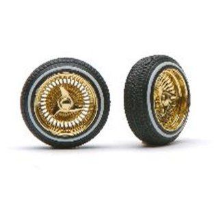 Gold Rims & Dunlop Rubber Tires (4) 1/24 1/25 Pegasus: Toys & Games