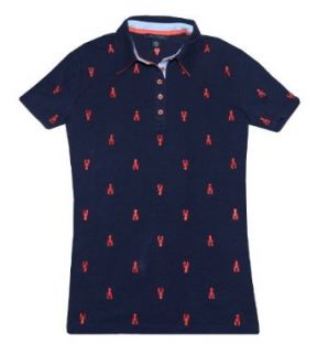Tommy Hilfiger Women Embroidered Critter Polo T shirt (L, Navy/coral) at  Womens Clothing store