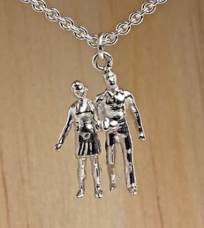 silver love couple necklace by nicola hurst designer jewellery