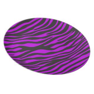 Animal Print, Zebra Stripes   Black Purple Plate