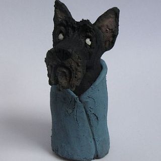 handmade ceramic scottie dog sculpture by olivia brown