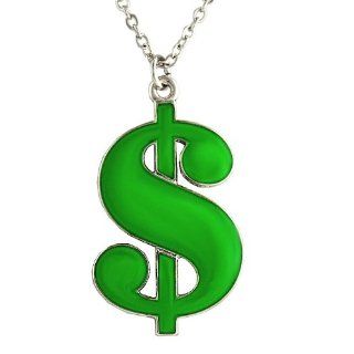 Unique Women / Girl Green Money Dollar Sign Necklace Pendant With 16" Chain: Jewelry