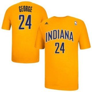 Paul George #24 Indiana Pacers Name & Number Men's T Shirt Gold NBA Adidas (Medium)  Sports Fan T Shirts  Sports & Outdoors