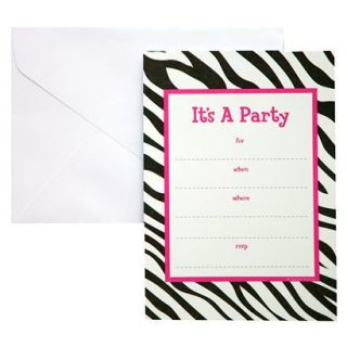 Zebra Stripe Party Invitations and Envelopes 10 ct.