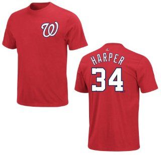 Washington Nationals Bryce Harper Red Name and Number T Shirt : Football Apparel : Sports & Outdoors