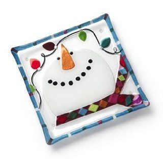 Glass Fusion Snowman Plate 11": Kitchen & Dining