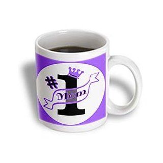 3dRose Number One Mom Purple Ceramic Mug, 11 Ounce: Kitchen & Dining