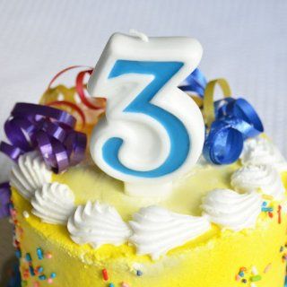 Number "3" Numerals Birthday Party Cake Candle   Blue Kitchen & Dining
