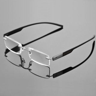 1x Stylish Frameless Reading Glasses Fashion Reader Magnifying Men Eyeglasses Eyewear with Portable Hard Case +1.00 : Eyeglasses Frames Men : Office Products
