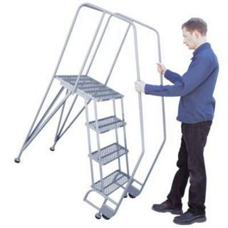 Cotterman TiltNRoll Straddle Ladder — 6 Step  Rolling Ladders   Platforms