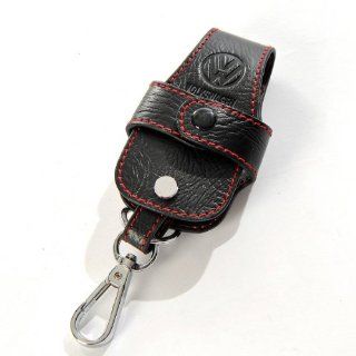 Volkswagen VW Kunstleder Schlsselanhnger Etui Tasche Mppchen Schlsselring Karabinerhacken Hacken   Schwarz: Auto