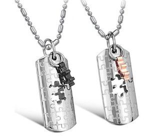 His & Hers Matching Set Titanium Couple Pendant Necklace Korean Love Style in a Gift Box (One Pair) (Hers): Jewelry