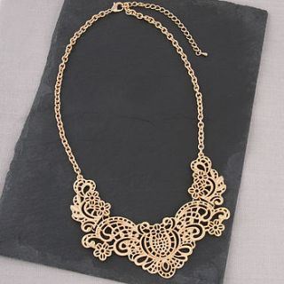 gold filigree bib necklace by baronessa