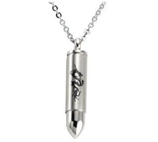 His or Hers Asian Style Black Dragon Pattern Bullet Shape Titanium Pendant Necklaces in a Nice Gift Box GX514: Jewelry