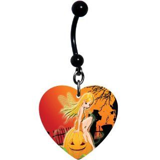 Fairy Pumpkin Halloween Belly Ring: Belly Button Piercing Rings: Jewelry