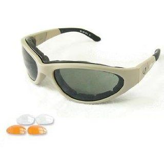 Body Specs Sunglasses Goggles BSG Desert Sand Frame with Gray, Light Rust, and Clear 3 Lens Set: Clothing