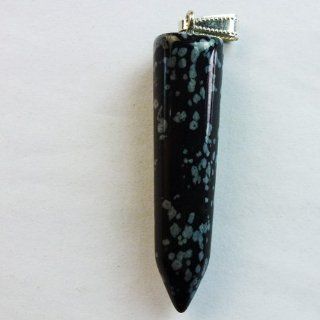 Beautiful Carved Snowflake Obsidian Pendulum Pendant Bead: Jewelry