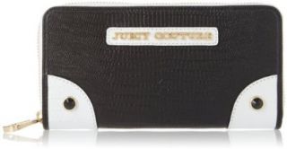 Juicy Couture Zip Continental Sierra Sorbet Leather Wallet,Black/White,One Size: Shoes