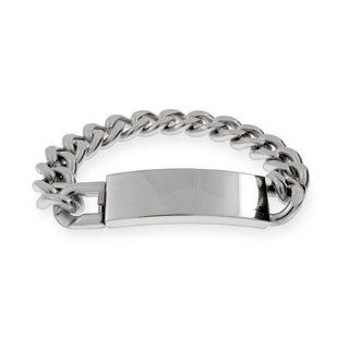 Mens Stainless Steel Curb Link ID Bracelet: Identification Bracelets: Jewelry