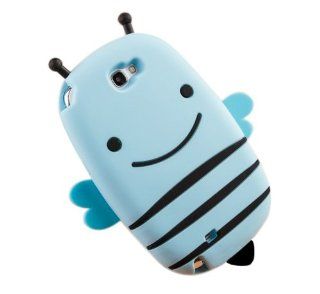 FJX 3D Cute Smile Bee Soft Silicone Skin Case Protective Cover for Samsung Galaxy Note 2 II N7100 Light Blue: Cell Phones & Accessories