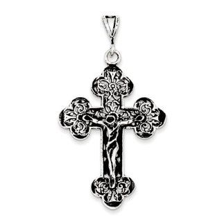 Sterling Silver Antiqued Crucifix Charm Jewelry