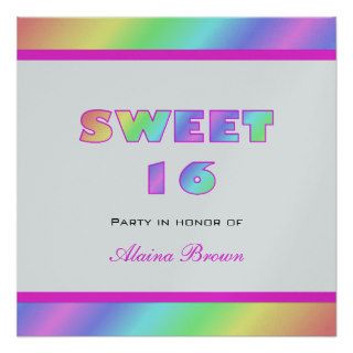 Rainbow Sweet 16 Party Invitation