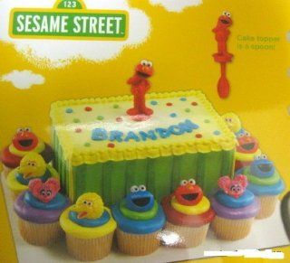 ELMO Cake Decoration Top Party Favors Sesame Street Kit Decoration Cupcake x12: Everything Else