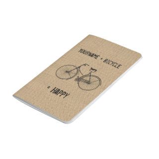 You Plus Bicycle Equals Happy Natural Burlap Sack Journal