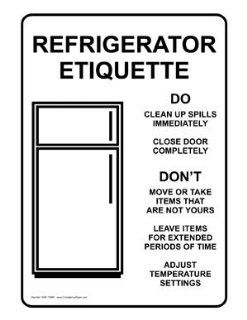 Refrigerator Etiquette With Symbol Sign NHE 15950 Safe Food Handling  Business And Store Signs 