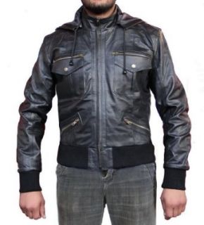 Leather Outfitters Men Hooded Leather Jacket with Rib (XXXXXX Large) at  Mens Clothing store Leather Outerwear Jackets