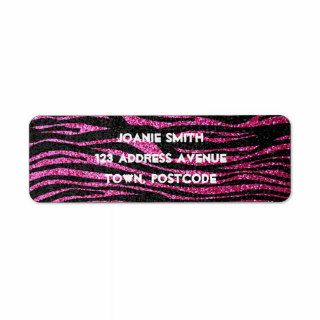 Pink and Black Zebra Print bling (faux glitter) Custom Return Address Labels