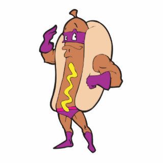 funny super hero hot dog character acrylic cut outs