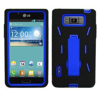 Hybrid Case Black soft skin with Blue Hard Stand for Lg Optimus L7 / P700 / P705g: Cell Phones & Accessories