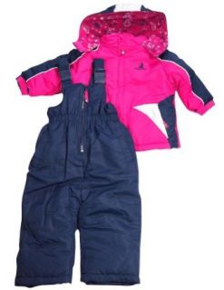 Rugged Bear   Infant Girls 2 Piece Snowsuit, Fuchsia, Navy 32483 12Months Infant And Toddler Snowsuits Clothing