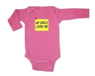 Sticky Bananas   My Uncle Loves Me   Long Sleeve Baby Bodysuit: Infant And Toddler Bodysuits: Clothing