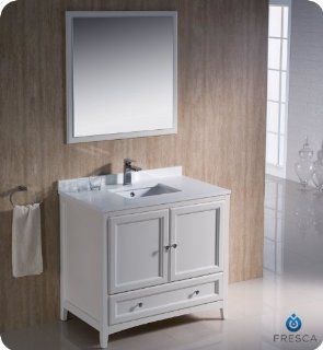 Fresca FVN2036AW Oxford 36" Traditional Bathroom Vanity,Antique White: Home Improvement