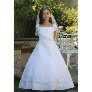 Angels Garment Girls White A Line Taffeta Communion Dress Size 14 Clothing