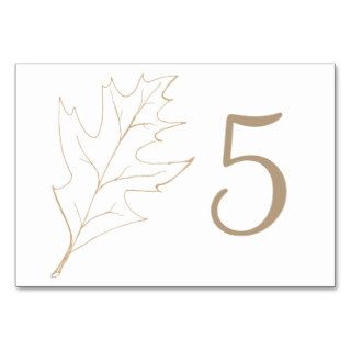 Autumn Oak Leaf Wedding Table Numbers Table Cards