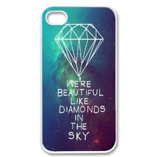 Apple iPhone 4 4G 4S Rihanna Inspired We're Beautiful Like Diamonds In the Sky Nebula Stars Hipster WHITE Sides Slim HARD Case Skin Cover Protector Accessory Vintage Retro Unique AT&T Sprint Verizon Virgin Mobile: Cell Phones & Accessories