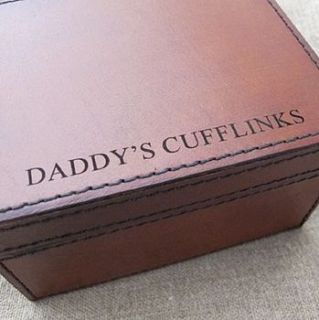 'daddy's cufflinks' leather stud box by ginger rose