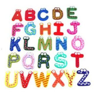 SODIAL Funky Fun Colorful Magnetic Letters A Z Wooden Fridge Magnets Kid toys Education Toys & Games