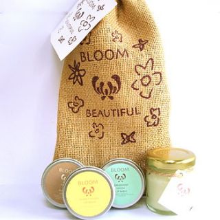lip balm and hand lotion gift set by bloom beautiful