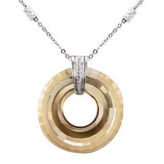 Sterling Silver Swarovski Elements Golden Shadow and Clear Crystal Pendant Necklace, 17" Jewelry