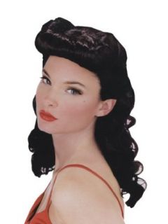 Black Pin Up Wig Retro Sexy Costume Wig 30s 40s: Adult Sized Costumes: Clothing