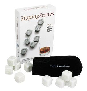 Sipping Stones   Set of 9 White Whisky Chilling Rocks   Made of 100% Pure Soapstone: Barware Tool Sets: Kitchen & Dining