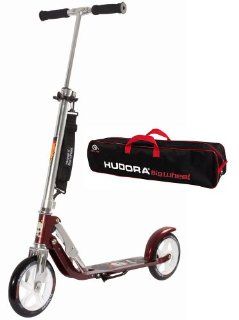 Hudora Scooter Roller Cityroller Big Wheel MC 205 OUTBREAKE METALLIC ROT mit Scootertasche: Spielzeug