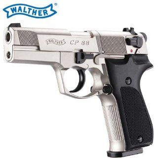 (P18) SET Walther CP88 4 Zoll 4,5 mm Diabolo Nickel Luftpistole / Co2 Pistole inkl. 10 Co2 Kapseln, 1000 Diabolos, 4komma5 Aufkleber: Sport & Freizeit