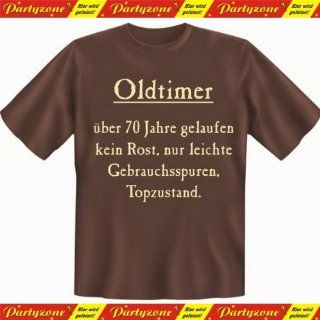 Geburtstag Sprche Tshirt Oldtimer ber 70 Jahre gelaufen Fb. schoco braun: Sport & Freizeit